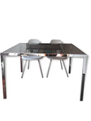 Table design 70 verre - metal noir