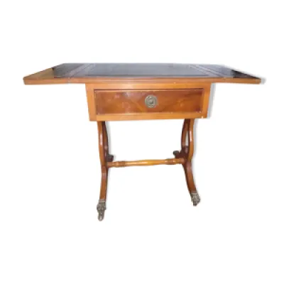 Table de jeu ancienne - cuir bois