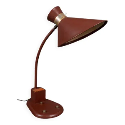 Lampe abat-jour Diabolo - cuir 1960