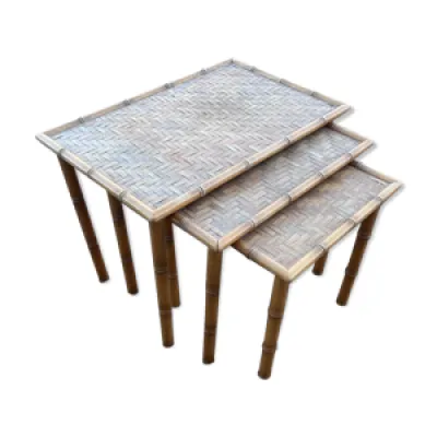 Table gigognes en osier - bambou
