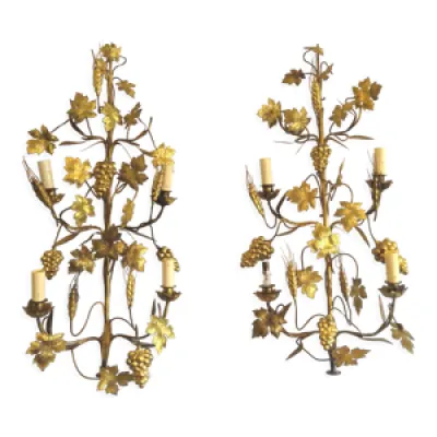 Paire d'appliques flor'art - raisins feuilles