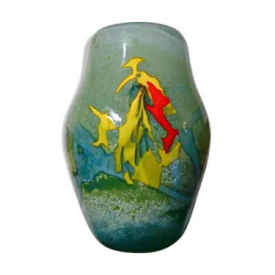 Vase en pate de verre - decor abstrait