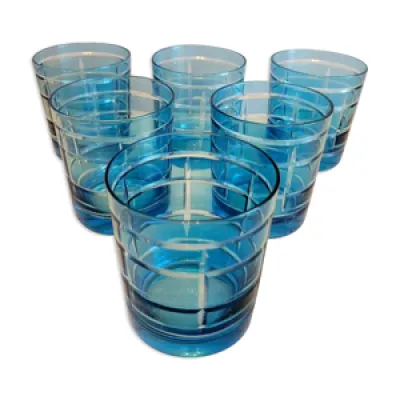 6 verres gobelets whisky - bleus