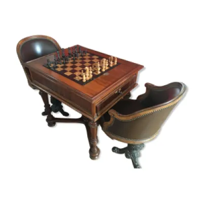 Table jeux mécanisme - bronze paire fauteuils