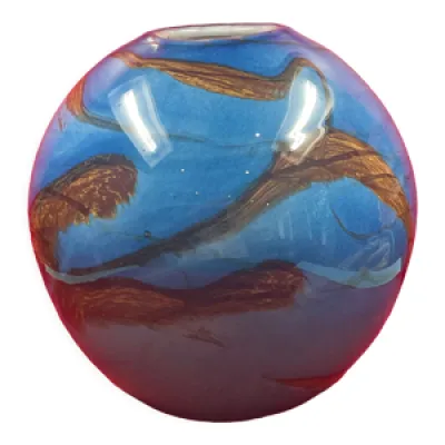 Vase boule sphère bleu - verrerie murano