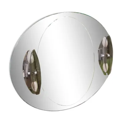 Miroir ovale avec 2 appliques - double