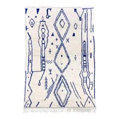 Tapis berbère marocain - motifs bleu