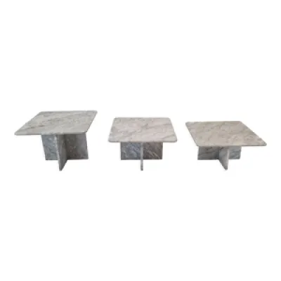 Ensemble de 3 tables - 1970 marbre