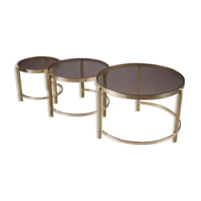 Set de trois tables basses - bronze verre