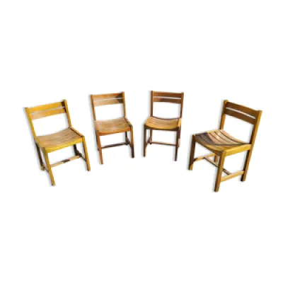Set de 4 chaises à lattes - massif