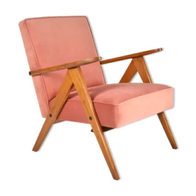 Modèle fauteuil en velours - teck 1960