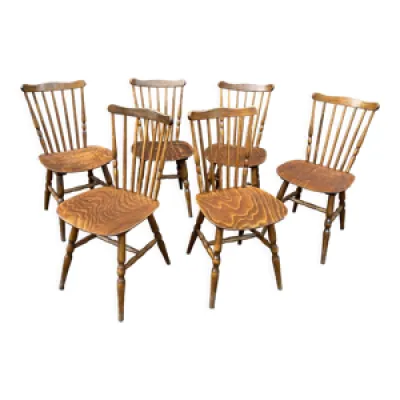 6 anciennes chaises scandinave - baumann bois