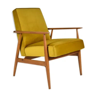 fauteuil vintage polonais - velours jaune