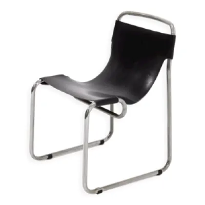 Chaise d’appoint tubulaire - cuir selle