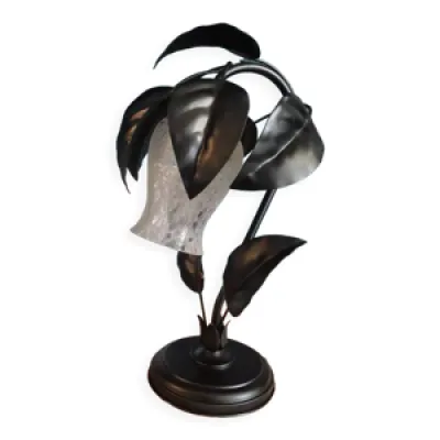 Lampe chevet métal noir - tulipe verre