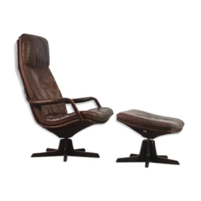 Danish patinated leather - chair and