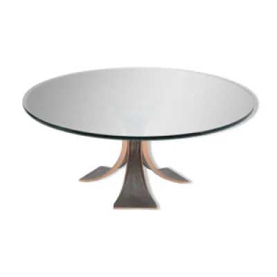 Table basse brutaliste - verre bronze