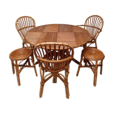 Table bambou avec rallonges - 60 chaises