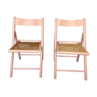 Lot de deux chaises rose - cannage 70