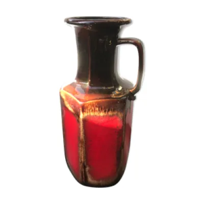 Vase avec anse céramique - marron rouge