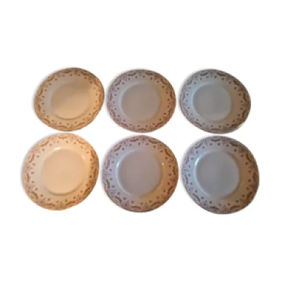 Série de six assiettes - dessert porcelaine