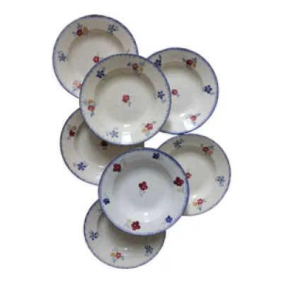 7 assiettes creuses fleuries - mary