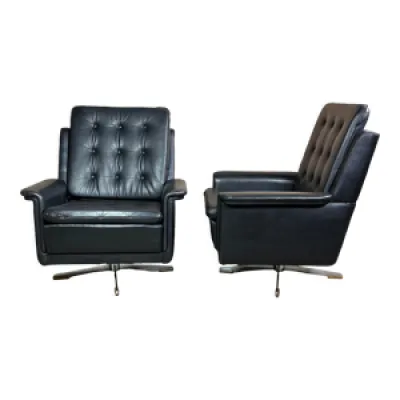 fauteuils pivotants vintage - cuir noir