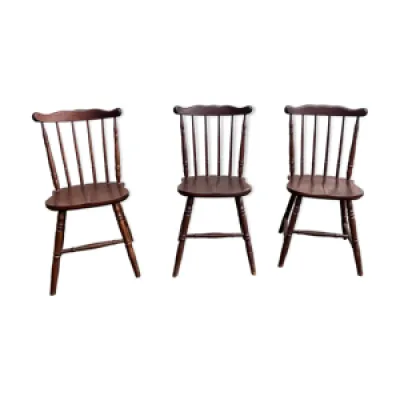 3 chaises bistrot style - bois ancien