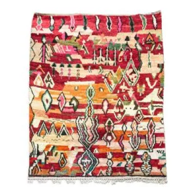 Tapis berbère marocain - rouge motifs