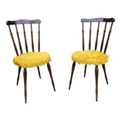 Paire de chaises moumoute - jaune
