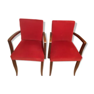 Lot de deux fauteuils - rouge bois