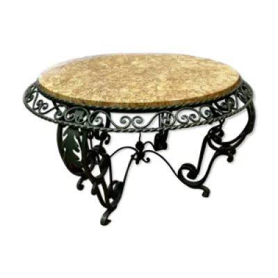 Table ronde de salon - marbre fer