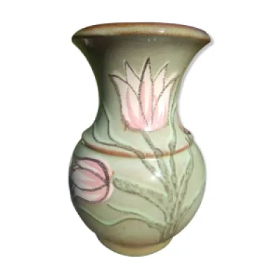 Vase à décor de fleurs - scheurich 1960