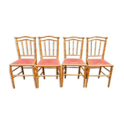 4 chaises en bois imitation - bambou