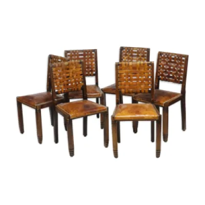 6 chaises années 50 - bois cuir