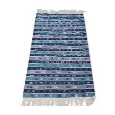 tapis bleu à motifs - laine