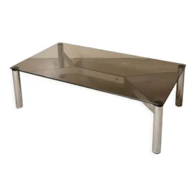 Table basse rectangulaire - chrome verre