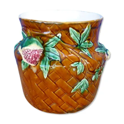 Ancien cache pot en barbotine - vase