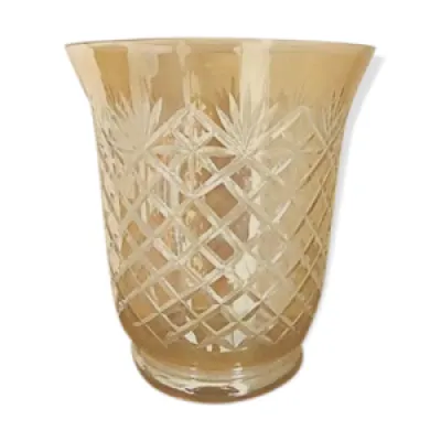 Vase en cristal taillé - ambre