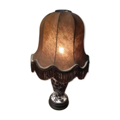 Lampe en céramique et - socle bois