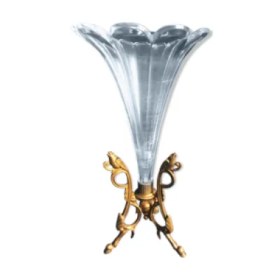 vase cornet en cristal - bronze