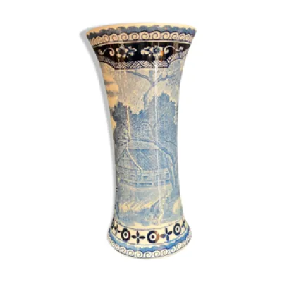 Vase cornet gien blanc - bleu