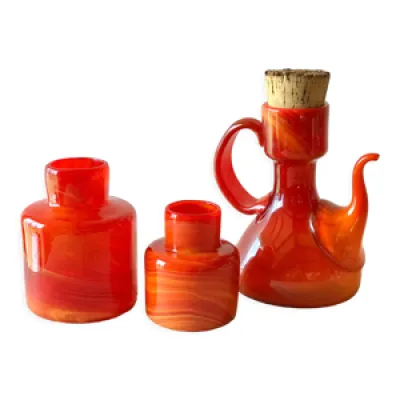 Ensemble vases et cafetière - orange