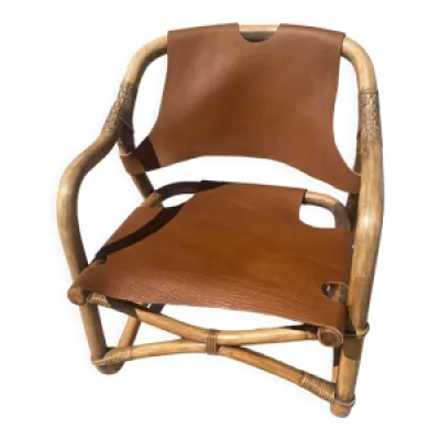 fauteuil safari mid-century - bambou