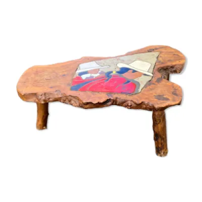Table basse en céramique - bois naturel
