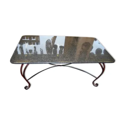 Table en fer forgé et - marbre plateau