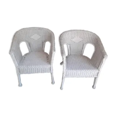 2 fauteuils en osier - blanc