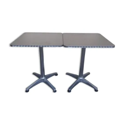 2 tables de bistrot aluminium - terrasse