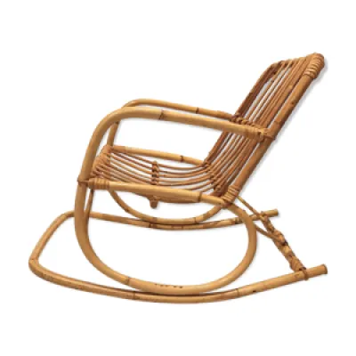 Rocking-chair fauteuil - 1960 rotin