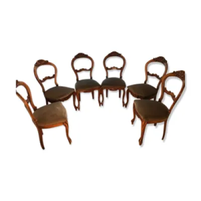 six chaises XIXe de salle - manger